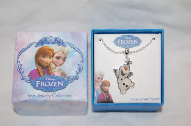 Girls Disney Frozen Olaf Snowman Necklace Silver Plated Fine Jewelry