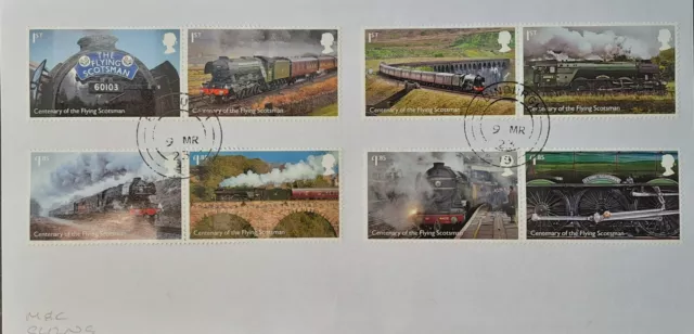 GB 2023 Commemorative Set of very fine used Flying Scotsman stamps on envelope