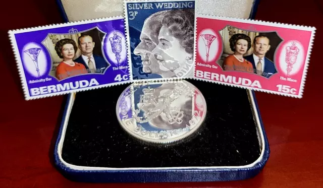 Queen Elizabeth II Solid 0.925 Sterling Silver Proof King Charles III Stamps Old