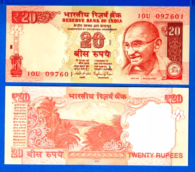 India 20 Rupee Year 2015 Gandhi World Paper Money Currency Uncirculated Banknote