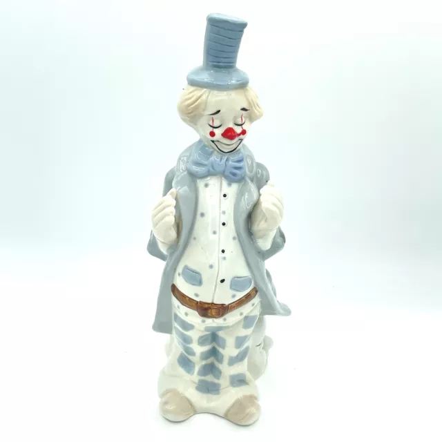 VTG Glossy Fine Porcelain Clown Figurine Statue 10" Duncan Royale Theatre Masks