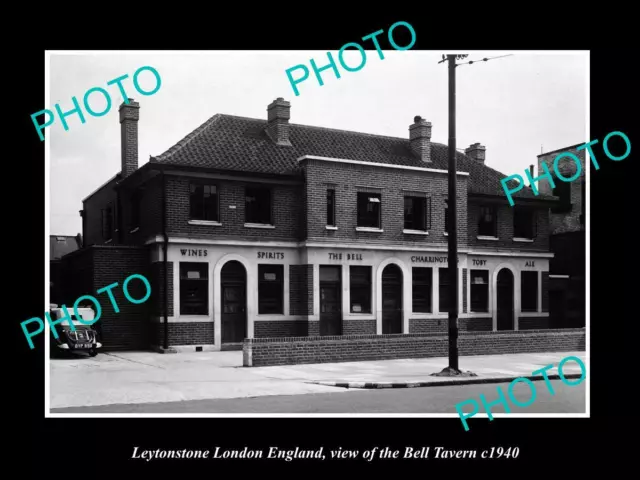 OLD POSTCARD SIZE PHOTO LEYTONSTONE LONDON ENGLAND THE BELL TAVERN c1940