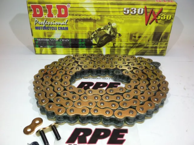 DID 530 x 108 Gold Pro-Street VX Series X-Ring Chain, VX530x108L 530x108