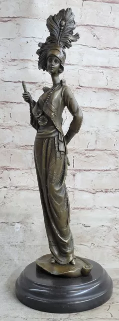 Firmato Originale Kassin 1920 Art Deco Stile Woman Bronzo Scultura Statuina