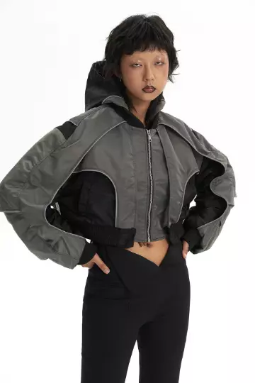 Women Frauen Techwear Jacke mit Paspelierung  Tech Wear Cyberpunk Damen Ravewear