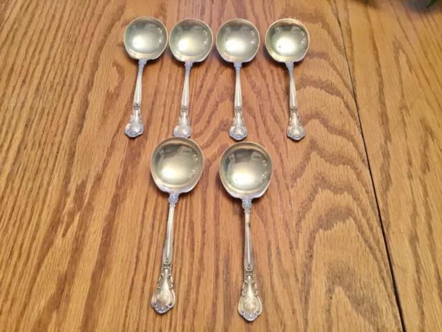 (6) Antique 1895 GORHAM Sterling Silver “Chantilly” Bouillon Spoons, EXCELLENT!