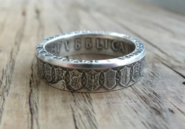 Anello realizzato con una moneta da 500 lire d'argento con data a vostra scelta