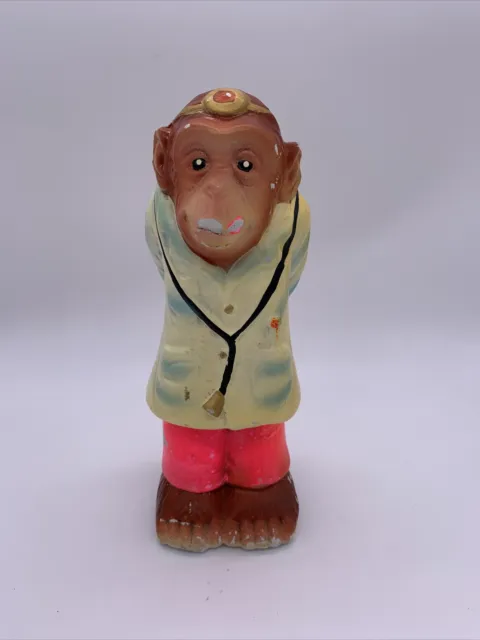 Vintage 1971 Ceramic Monkey Doctor Coin Bank Berrie Made in Japan