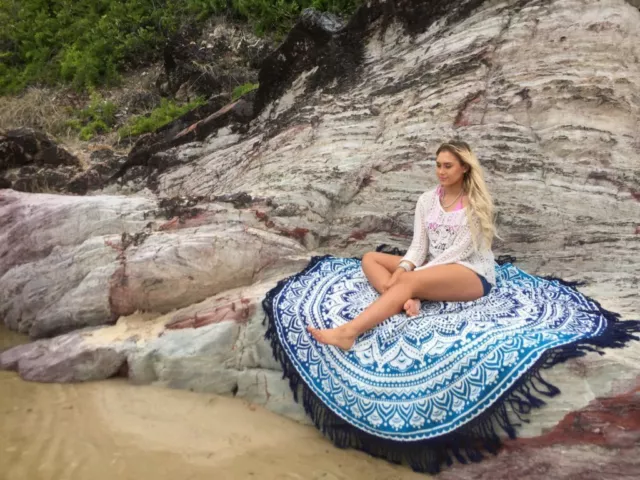 Bohemia Tapiz Hippie Exterior Playa Redondo Manta Alfombra Mandala Mantas Colcha