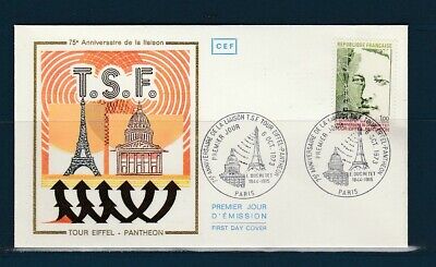 Lot de 4 enveloppes 1er Jour timbre 1973 Eugène Ducretet Tour Eiffel-Panthéon 