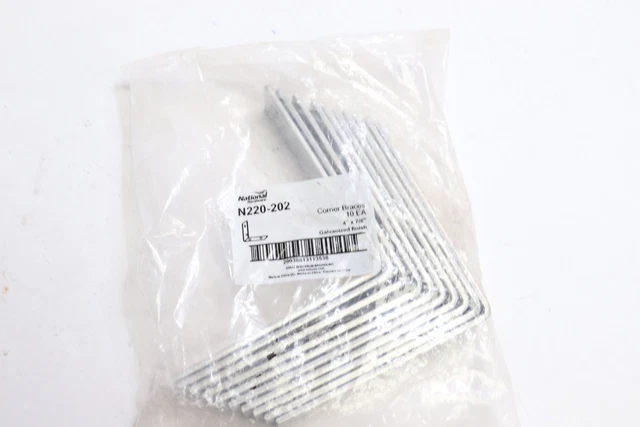 (10-Pk) National Hardware Window Screen Corner Brace  4"x 7/8" N220-202