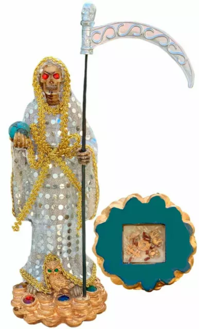 Santa Muerte 13" Resin Statue Holy Death Grim Reaper Skull White Blanca