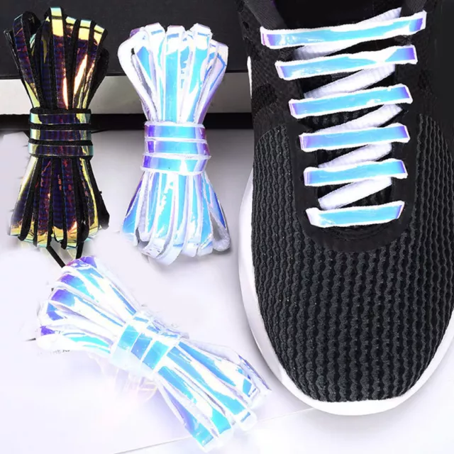 1Pair Reflective Shoelaces Laser Sequin Shoelace Bracelet Sneakers Shoes Laces ！