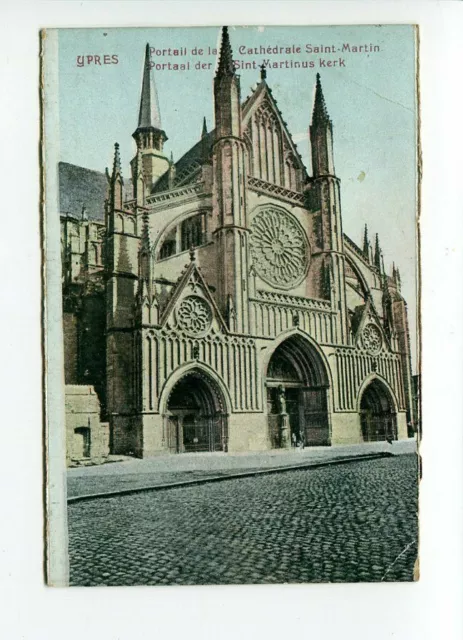 uralte AK Ypres Portail de la Cathedrale Saint-Martin //13