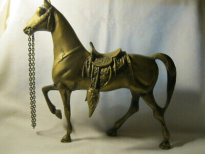 Vintage Brass Horse Detachable Saddle Chain Rein Approx 7" x 7"  Made in Turkey