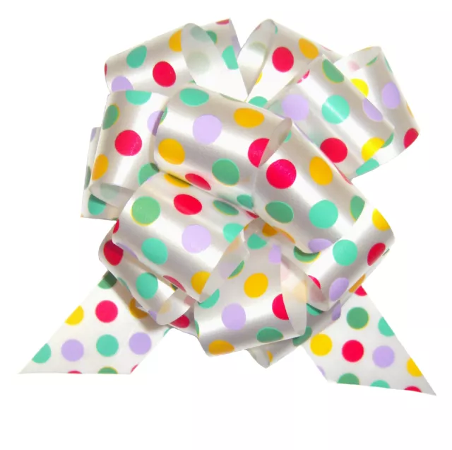 10 x SPOTTY PULL BOWS - EASTER Baby Shower Birthday Gift Basket Hamper Party Bow