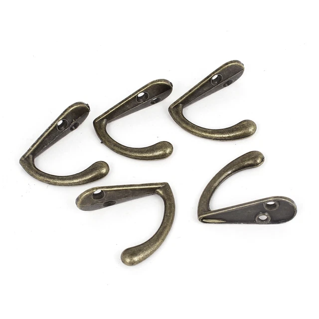 Robe Clothes Hat Coat Wall Hanging Hooks Single Prong Hanger Bronze Tone 5 Pcs