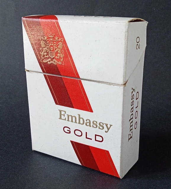 COLLECTABLE EMPTY FLIPTOP packet of 20 Wills Embassy Gold cigarettes