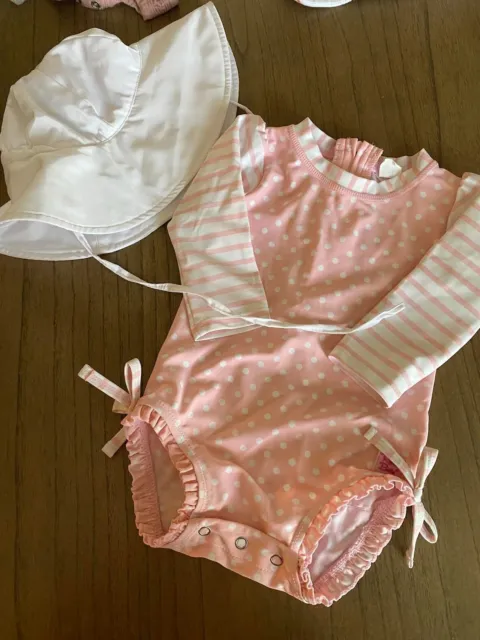 Ruffle Butts Baby Girl Swimsuit and Hat 0-6 months