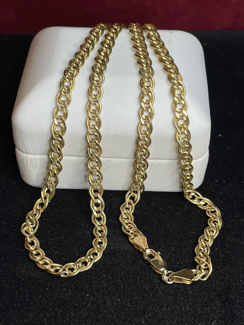 Vintage Estate 21K Gold Chain Necklace Double Cuban Link Uae United Arab Emirate