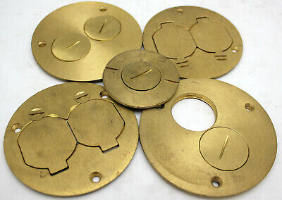 Large Lot Brass Cover Plates, Boxes, and Carpet Flanges for Floor Boxes