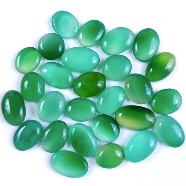 27Pcs 416Cts Natural Green Onyx Loose Gemstone Cabochon Lot 24x15 16x26mm #2367