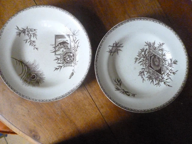 Faience Porcelaine Cristaux E Bourgeois Prix 2 ASSIETTES CREUSES en faience E Bourgeois Paris Marseille EUR 5,00