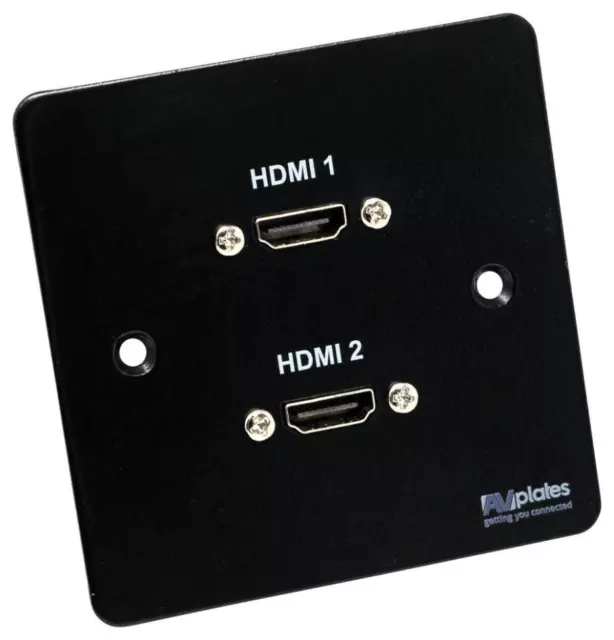 HDMI Double Plaque Frontale Visage Plaque Mural Prise 2 Port - Intégré  Cable 5060085465663