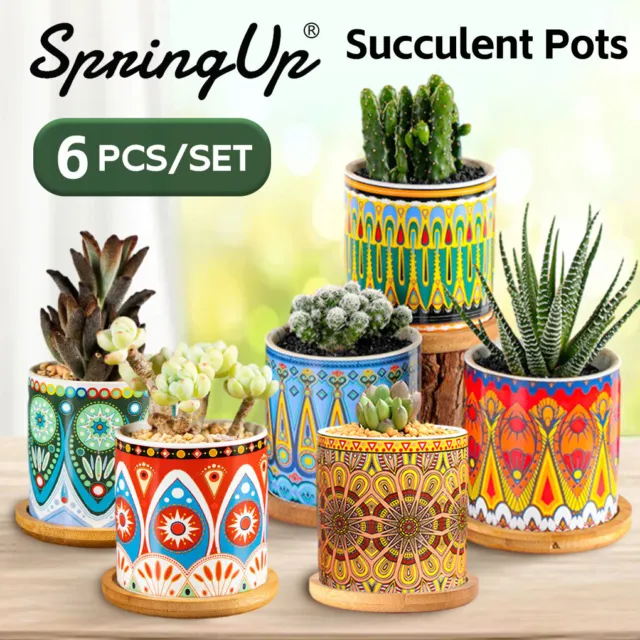 6x Small Ceramic Pottery Set Pots Handmade Flower Plant Succulent Cactus Planter