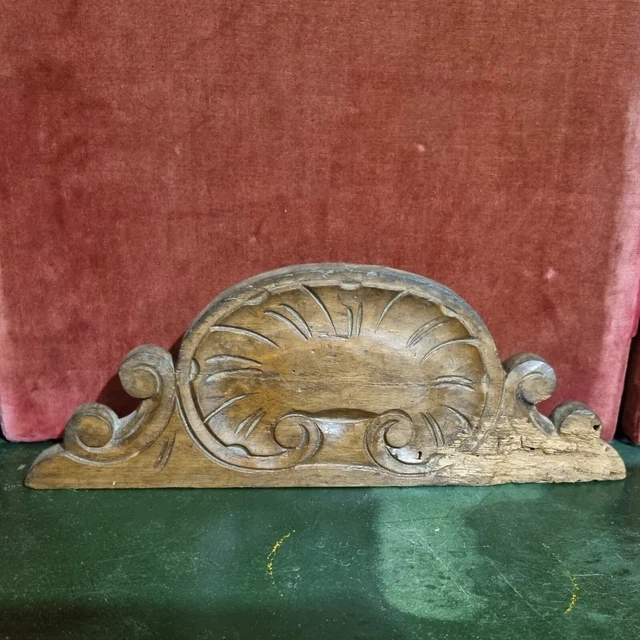 Antique Wood Pediment Shell Decor French Architectural salvage Carving