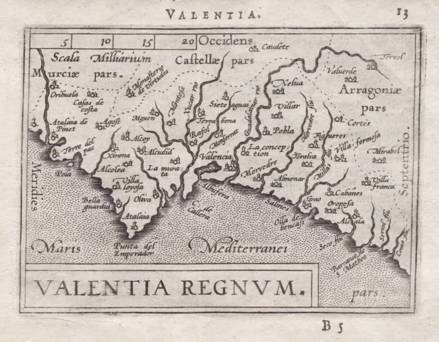Valencia Espana Spain Spanien mapa map Karte Ortelius engraving 1588