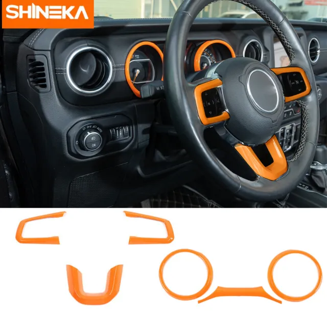 Steering Wheel +Dashboard Cover Trim Kit For Jeep Wrangler JL JT 2018+ Orange