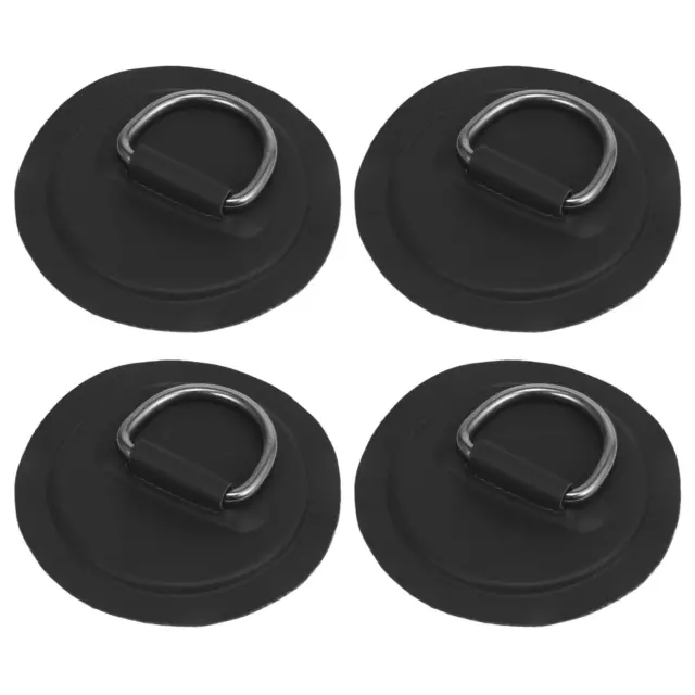 4 Piezas D Anillo Parche PVC Inoxidable Acero Redondo Forma Negro para Kayak