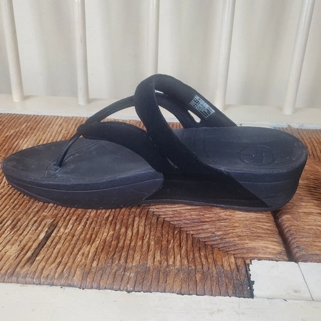 FitFlop Whirl Black Thong Microfiber Sandals Womans sz 10 3