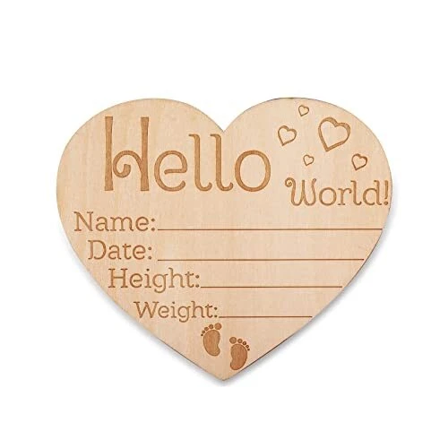 lustrioustoy Wooden Baby Announcement Sign, Birth Announcement Sign, Hello