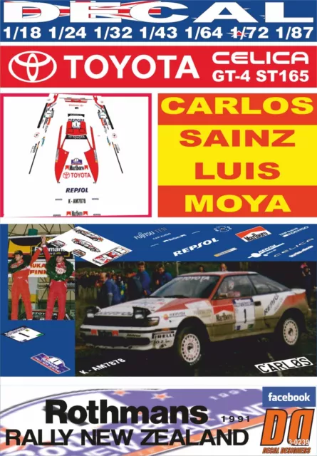 Decal Toyota Celica Gt-4 C. Sainz New Zealand R 1991 Winner (01)