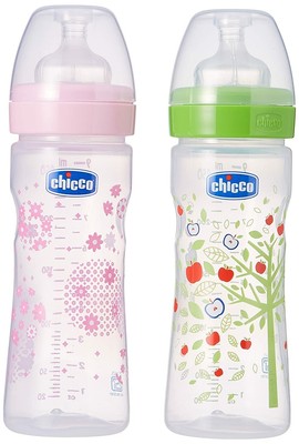 1 Rosa/Verde 1 Chicco BIPACK benessere 250 ml Bottiglia di alimentazione 