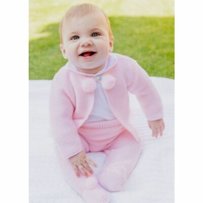 Dandelion Spanish knitted PINK pom pom jacket & leggings outfit SET Newborn