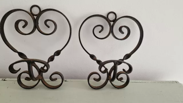 Vintage French Wrought Iron Coat Hangers Hand Forged Primative