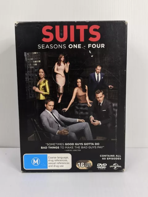 Suits Complete Seasons 1-4 Box Set DVD Region 2 & 4 16 Disc Set VGC + Free Post