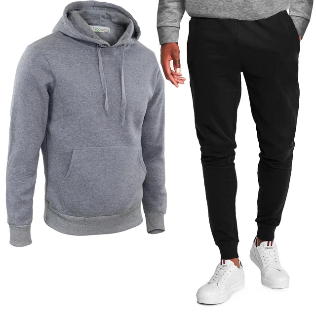 Tuta Sportiva Uomo 2 Pezzi Felpa con Cappuccio + Pantaloni Basic Bicolore 6740