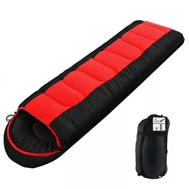 Saco de Dormir Verano Invernal Capucha Acampada Impermeable 200X800CM Rojo