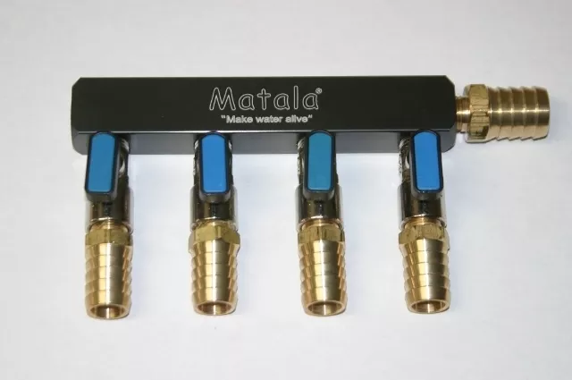 Matala/Hakko SC4-38 Heavy Duty Air Manifold-4-way aerator splitter w/ 3/8" barbs