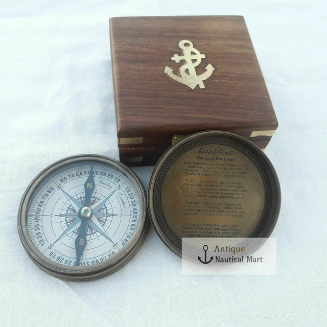 Boussole Calendrier En Laiton Antique - Style Vintage Marine - Avec Boîte - Collection