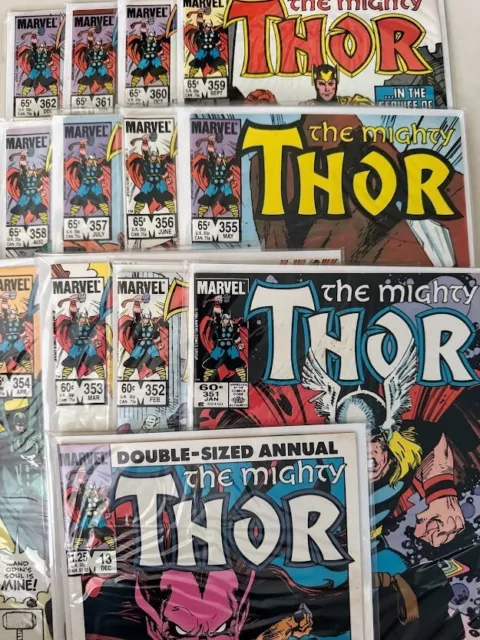 FIRST PRINT, The Mighty Thor No. 351-370 + Annual, Near Mint