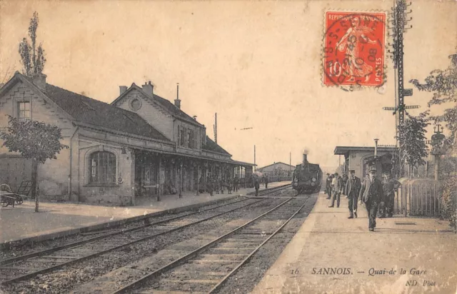Cpa 95 Sannois / Quai De La Gare / Train