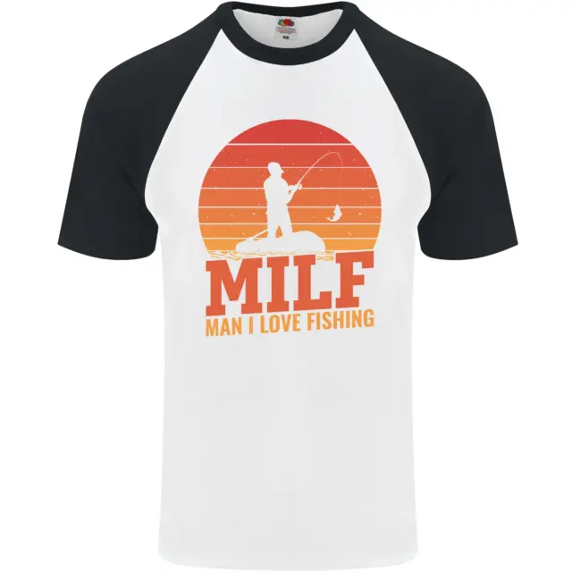 MILF Fishing Funny Fisherman Father's Day Mens S/S Baseball T-Shirt