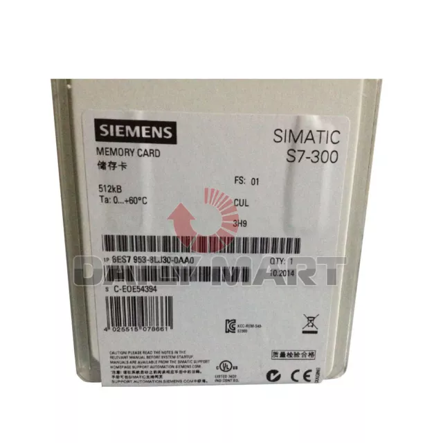 Siemens 6ES7 953-8LJ30-0AA0 SIMATIC S7 3.3 V MICRO MEMORY CARD NFLASH 512 KBYTES