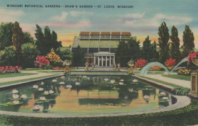 Missouri Botanical Shaw Garden St Louis Posted MO Vintage Linen Post Card