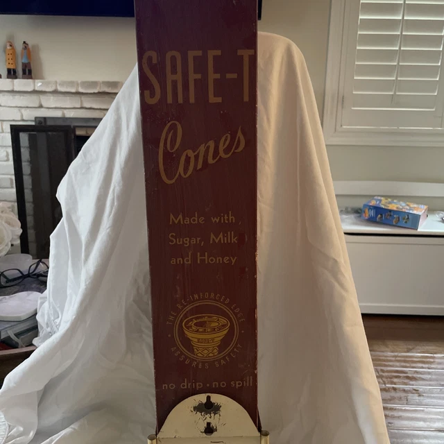VINTAGE SAFET CONE Dispenser Ice Cream Cone Metal Dispenser With BOX